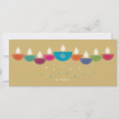 ハヌッカボウル（ユダヤ教）メノラーグリーティングカード (正面)