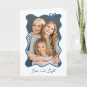 ハヌッカボウ | 波色の青と白のフォトフレーム シーズンカード (正面)