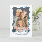 ハヌッカボウ | 波色の青と白のフォトフレーム シーズンカード (スタンド正面)