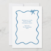 ハヌッカボウ | 波色の青と白のフォトフレーム シーズンカード (裏面)