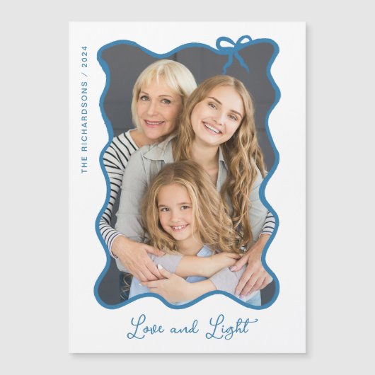 ハヌッカボウ | 青と白の写真ハヌッカカード (正面)