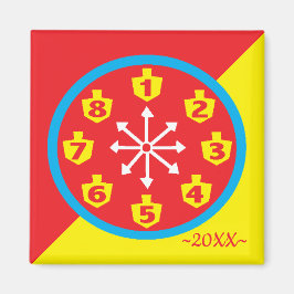 ハヌッカマグネットスクエアカラフル8熱狂するクロックワーク マグネット