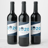 ハヌッカマスク2020ユーモアのあるカスタムホリデーブルー ワインラベル (ボトル)