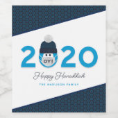 ハヌッカマスク2020ユーモアのあるカスタムホリデーブルー ワインラベル (シングルラベル)