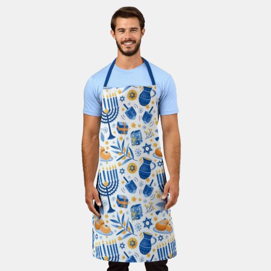 ハヌッカユダヤフェスティバルのライトパターン エプロン (着用した状態)