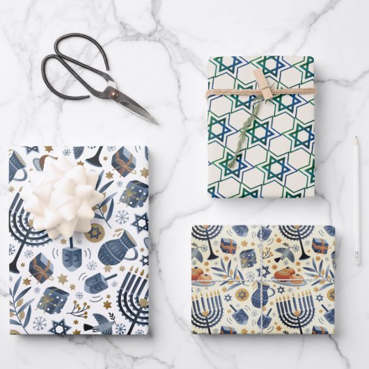 ハヌッカユダヤ教の休日クラシック記号素朴記号 ラッピングペーパーシート (正面)