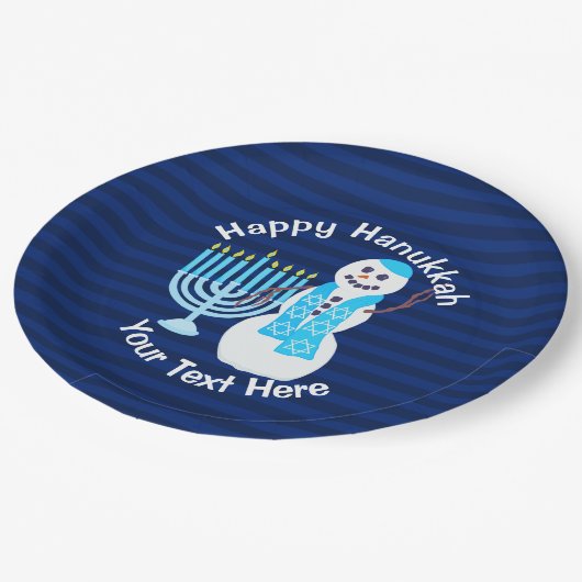 ハヌッカユダヤ雪だるまアンドブルー(ユダヤ教)メノラーパーティー ペーパープレート (アングル)