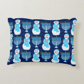 ハヌッカユダヤ雪だるまブルー(ユダヤ教)メノラーホリデイ アクセントクッション (裏面)