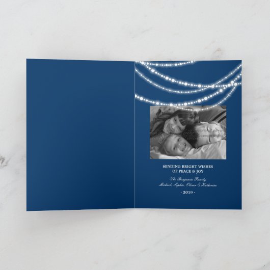 ハヌッカライツスパークルスホリデーフォトグリーティング シーズンカード (内部)