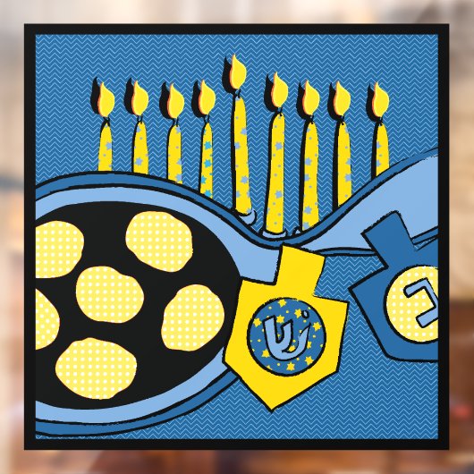 ハヌッカラッツクス（ユダヤ教）メノラードライデルウインドウにしがみつく ウィンドウサイン (シート2)