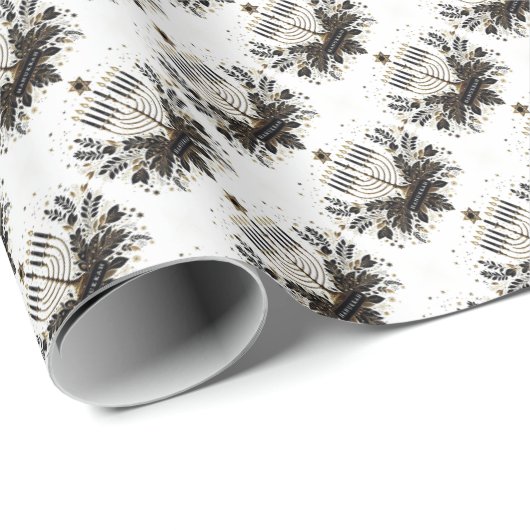 ハヌッカラッピング紙と(ユダヤ教)メノラー ラッピングペーパー (ロールコーナー)