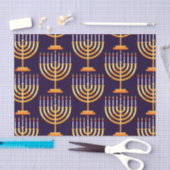 ハヌッカラッピング紙（ユダヤ教）メノラーハッピーホリデー 薄葉紙 (クラフト)