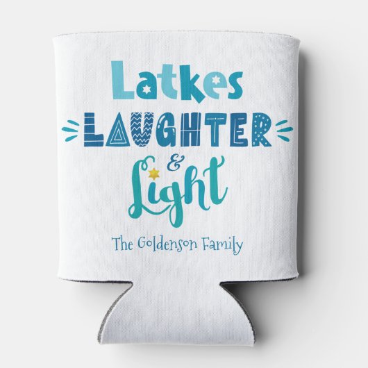 ハヌッカラトクス笑い灯おもしろいはっきりしたタイポグラフィ 缶クーラー (裏面)