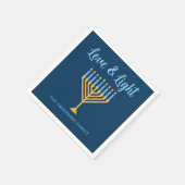 ハヌッカラブ&ライトカスタム(ユダヤ教)メノラーブルーパーティー スタンダードカクテルナプキン (角)