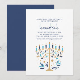ハヌッカラブ&ライトフローラ（ユダヤ教）メノラーホリデーパーティー 招待状