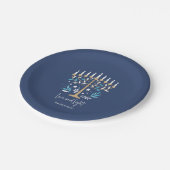 ハヌッカラブ&ライトフローラ（ユダヤ教）メノラー ペーパープレート (アングル)