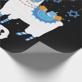 ハヌッカラマのクリスマスハッピーラマガスクワッド ラッピングペーパー (角)