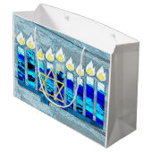 ハヌッカロウソクとデビッドの金ゴールドスター ラージペーパーバッグ (裏面アングル)