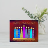 ハヌッカロウソク赤い平和ラブライト実在金ゴールド 箔シーズンポストカード (立ち正面)