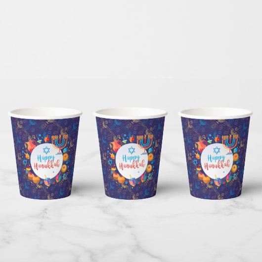 ハヌッキア ハッピー ハヌカ  ユダヤの祝日 メノラ 紙コップ (複数)