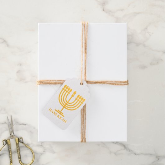 ハヌッキーハッピーハヌッカユダヤ人ホリデイ（ユダヤ教）メノラー ギフトタグ (麻糸付属)