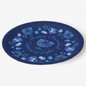 ハヌッキーハッピーハヌッカユダヤ人ホリデイ（ユダヤ教）メノラー ペーパープレート (アングル)