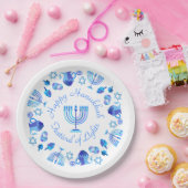 ハヌッキーハッピーハヌッカユダヤ人ホリデイ（ユダヤ教）メノラー ペーパープレート (パーティー)