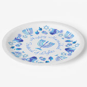 ハヌッキーハッピーハヌッカユダヤ人ホリデイ（ユダヤ教）メノラー ペーパープレート (アングル)