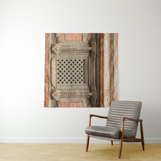 ハヌマンのナサンチョークコートヤードの古窓 タペストリー (インサイチュ(横))