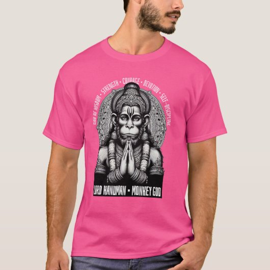 ハヌマンモンキー神ヒンドゥー神話 Tシャツ (正面)