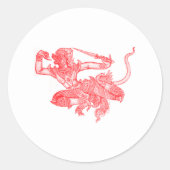 ハヌマンヴィンテージブックイラストレーション ラウンドシール (正面)