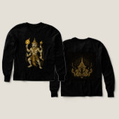 ハヌマーンタイ寺院Tシャツ - 神話の戦士ストラップ (デザイン 正面＆背面)