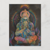 ハヌマーン瞑想 レインボー ブラック ポートレート 絵画 ポストカード (正面)