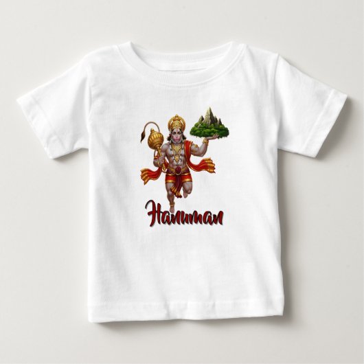 ハヌマーン神の飛翔と山持ち上げ ベビーTシャツ (正面)
