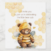 ハネコブと茶色のハチミツテディベア ワインラベル (シングルラベル)