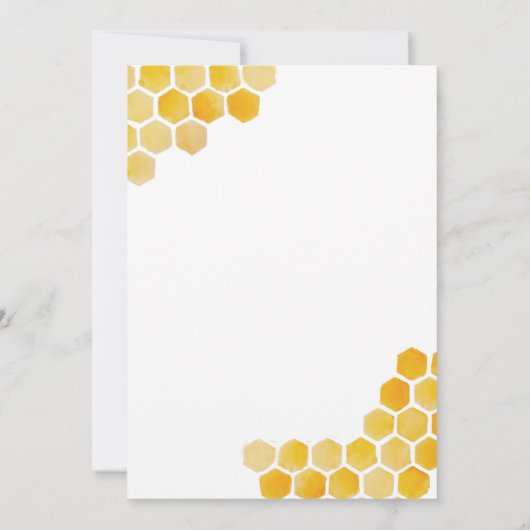 ハネコブと茶色の蜂蜜テディベア赤ちゃんシャワー 招待状 (裏面)