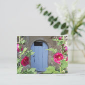 ハネスクルのある古い青いドア ポストカード (スタンド正面)