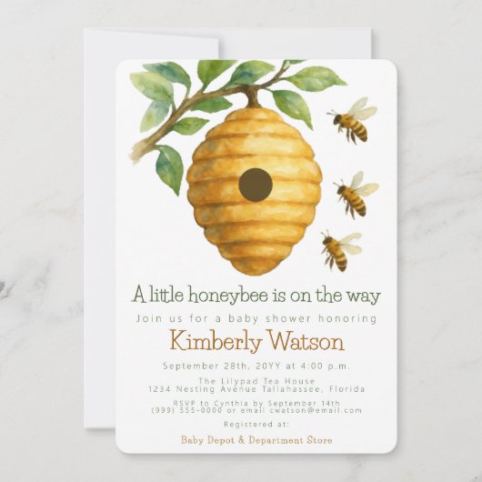 ハネビハイブ赤ちゃんシャワー 招待状 (正面)