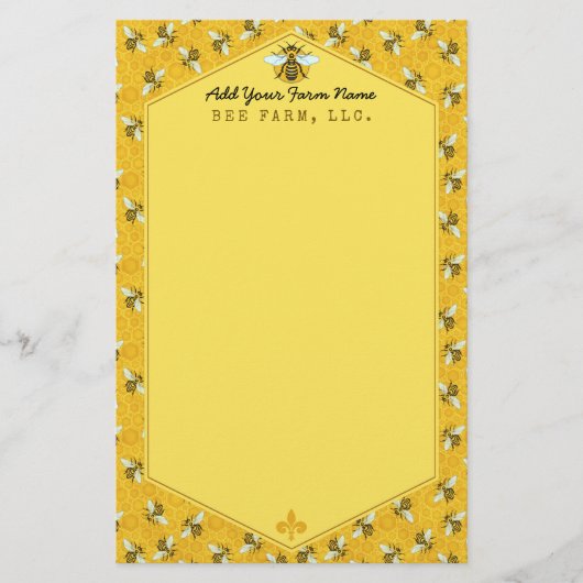 ハネビハニカムのまわりにファームアピラカスタムー 便箋 (正面)