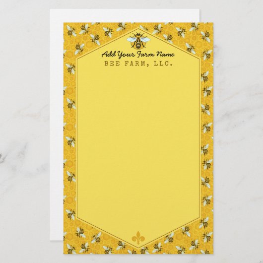 ハネビハニカムのまわりにファームアピラカスタムー 便箋 (正面/裏面)