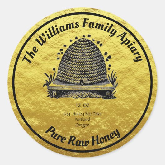 ハネビハニーフェイク金ゴールド瓶のアピアレーベル |ハニー ラウンドシール (正面)