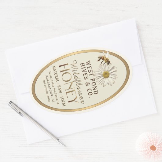 ハネビーとデイジー16オズクイーンラインジャール金ゴールドハニー 楕円形シール (封筒)