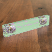 ハネビーとブドリーア花カスタム付け銘板 デスクネームプレート (側面)