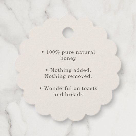 ハネビーとブラックホタテのクリーム状ハチミツラベル フェイバータグ (裏面)