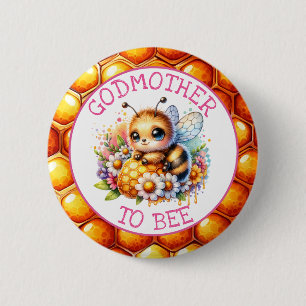 ハネビーをテーマにした女の子の赤ちゃんシャワーGodmother 缶バッジ