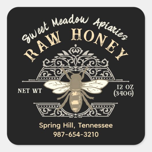 ハネビーエレガントオンフフランスのラリーハニーブラック スクエアシール (正面)