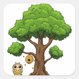 ハネビーパーティーの好意ステッカー スクエアシール