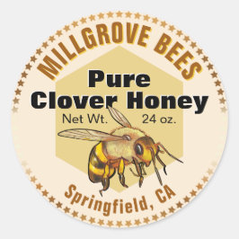 ハネビー図解入りの、写真付きのスターズHoney Jarスタンプ ラウンドシール