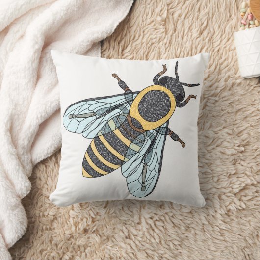 ハネビー独身の(白) – 枕 (ブランケット)