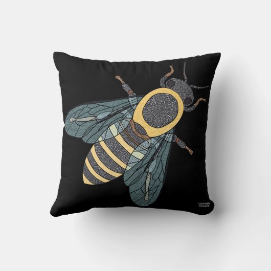 ハネビー独身の（黒） – 枕 (裏面)